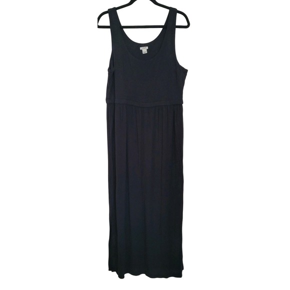 J.Crew Dresses & Skirts - J.Crew L Black Maxi Dress Sleeveless Jersey Scoop Neck Long Casual
